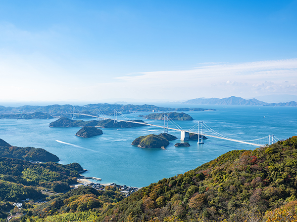 Tatara Bridge on Shimanami Kaido in Setouchi, Japan.