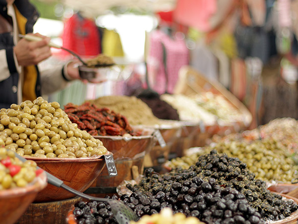 fresh olives at the Arles Market