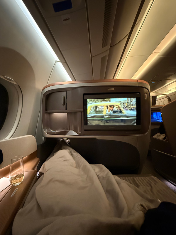 the entertainment onboard Singapore Airlines Business Class