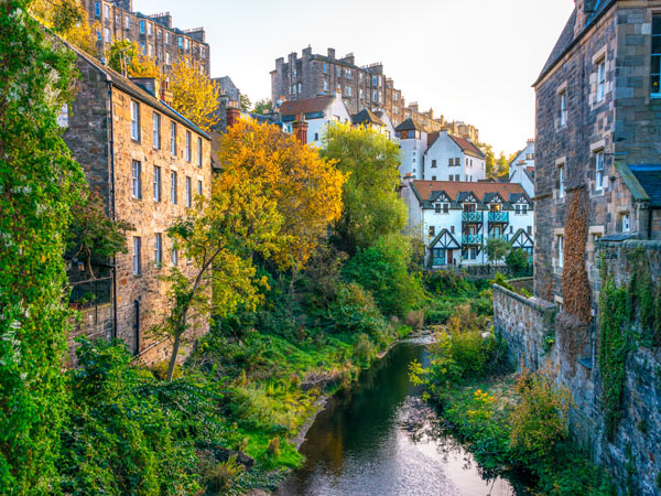 Buildings around the Water of Leith, in Edinburgh's Dean Village.