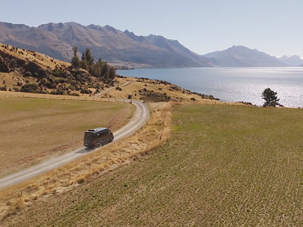 luxe tours van driving around new zealand backcountry