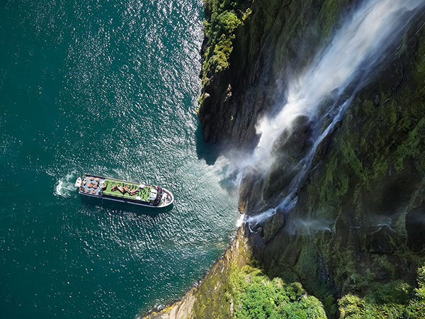 cruise ship in milford sound new zealand