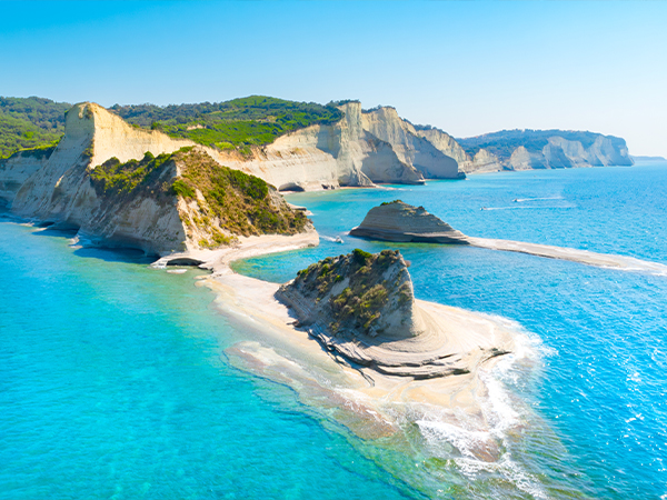 View of Cape Drastis in the island of Corfu in Greece
