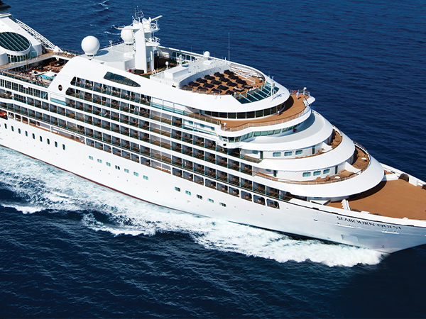 A luxury yacht sailing on the water