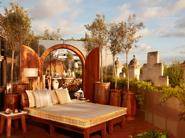 a king-size bed at the Mondrian Terrace Suite