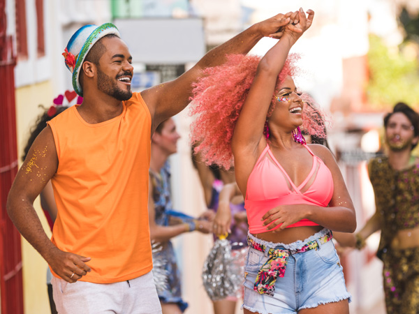 samba dancing in the street, Brazil