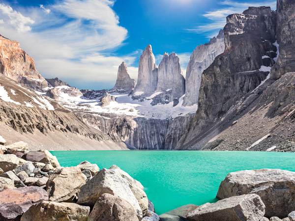 the Torres del Paine mountains in Patagonia, Chile