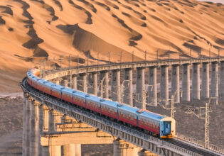 the Golden Eagle Silk Road Express in desert
