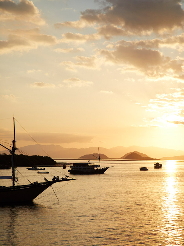 a phinisi at sunset, Indonesia