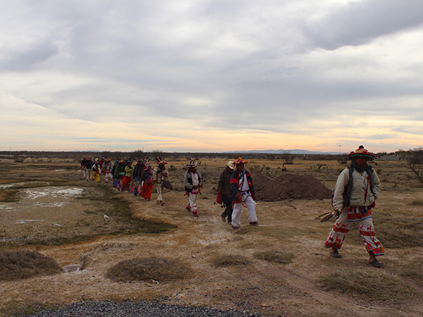 People journeying through the Wixarika Route.