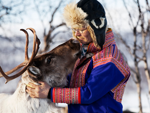 a Sami with a reindeer