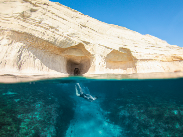 diving into Ta' Marija Cave, Malta
