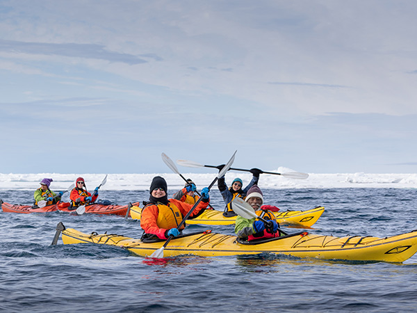 Kayakers in Antarctica