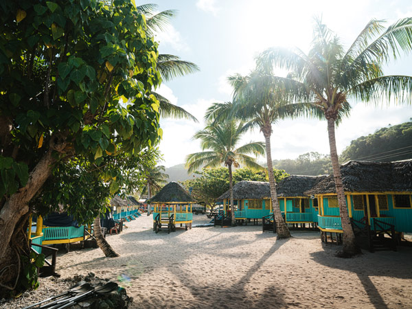 the Taufua Beach Fales on Lalomanu beach, Samoa
