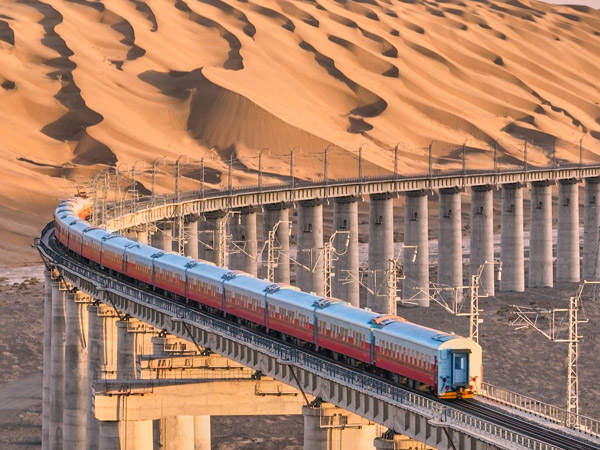 the Golden Eagle Silk Road Express in desert