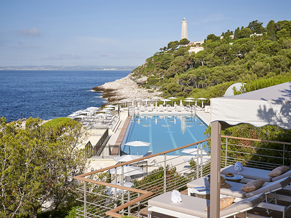 A swimming pool overlooking the French Riviera
