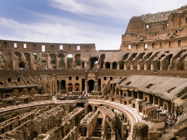 interior shot of the Colloseum, rome