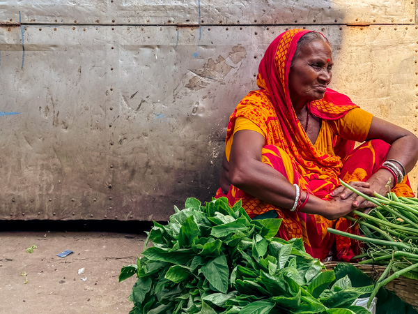 A local woman at the markets in Kalna, India