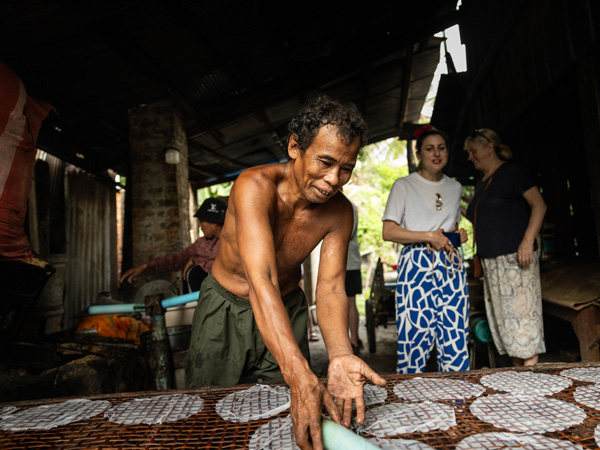 Traditional rice paper making in Battambang, Cambodia