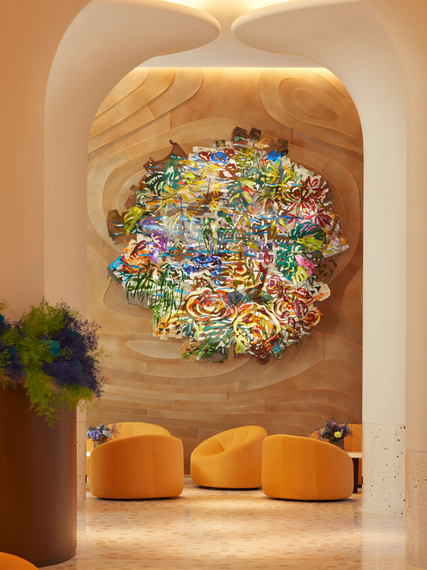 a huge artwork on display at the lobby of SO/ Paris