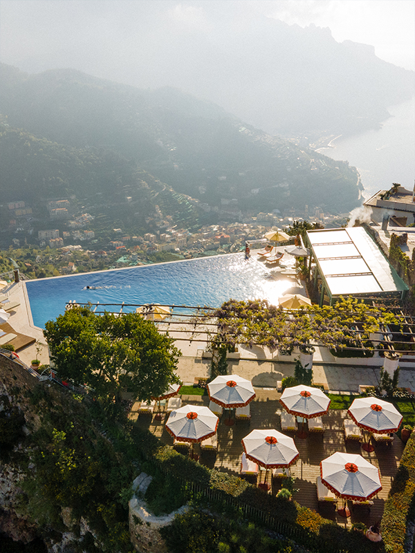 The swimming pool overlooking the sea at Caruso, A Belmond Hotel.