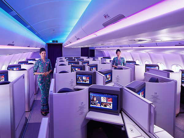 cabin crew on board malaysia airlines plane