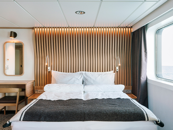 The cosy Arctic Superior cabin onboard Ms Fridtjof Nansen