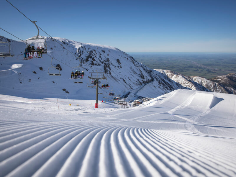 ski slopes of Mount Hutt in New Zealand