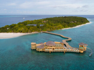 Aerial view of Soneva Fushi