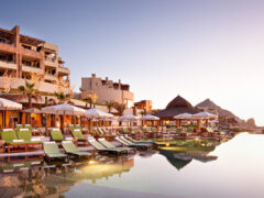 The exterior view of the pool at Hilton's Waldorf Astoria Los Cabos