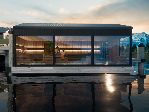 the Watershed sauna Queenstown with floor-to-ceiling windows