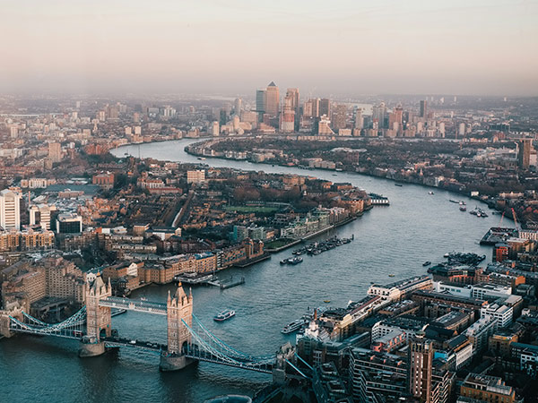 aerial shot of london