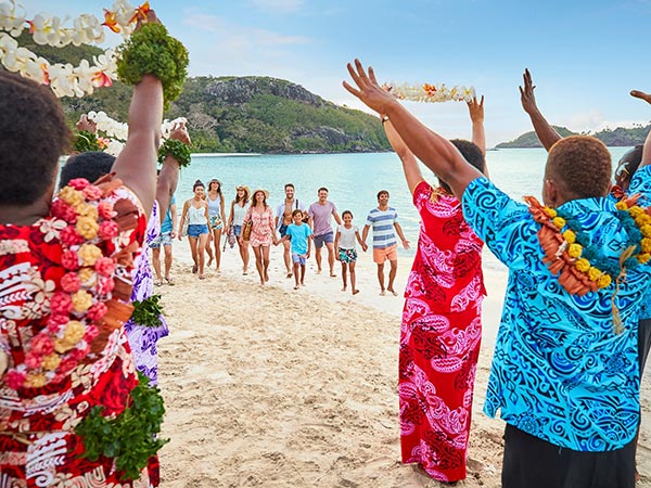 a welcome at a fiji hotel