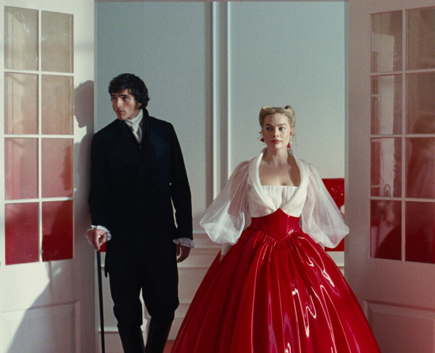 (L-r) JACOB ELORDI as Heathcliff and Actor, Producer MARGOT ROBBIE as Catherine Earnshaw in “Wuthering Heights,” a Warner Bros. Pictures Release.