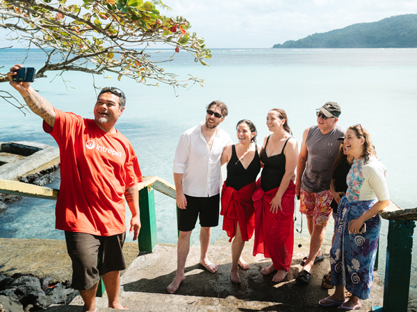 Intrepid group at Samoa's Giant Clam Sanctuary