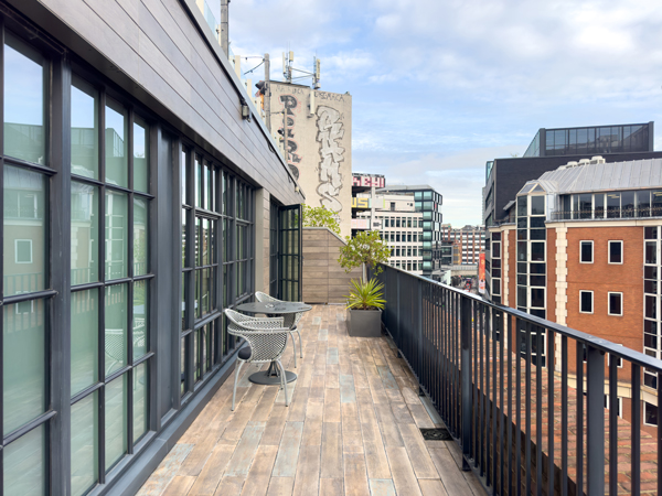 Virgin Hotels London-Shoreditch balcony in Grand Chamber King room