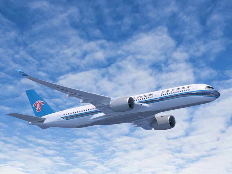 China Southern Airlines plane in the sky