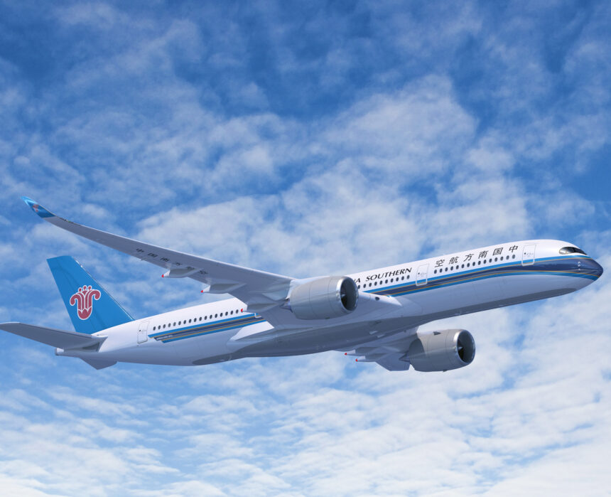 China Southern Airlines plane in the sky