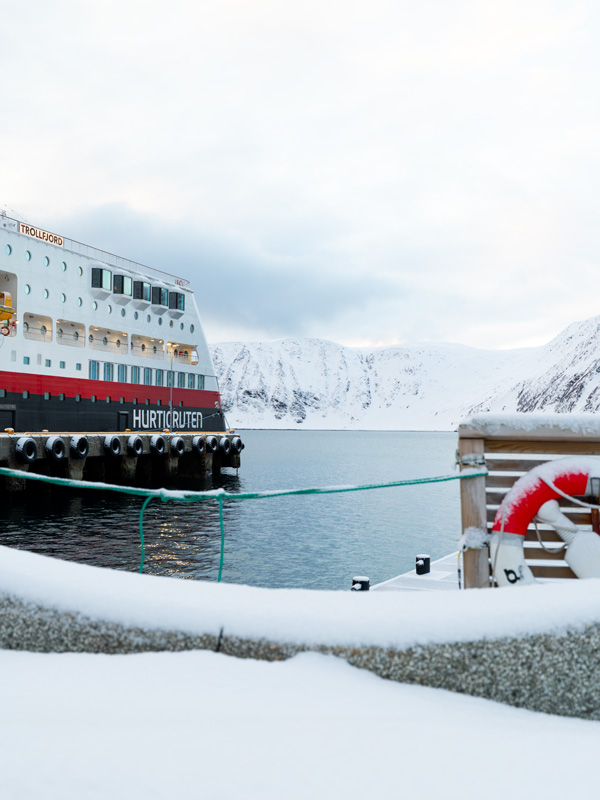 the MS Trollfjord by Hurtigruten in Honningsvåg
