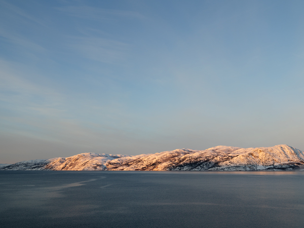 the fjords at sunset
