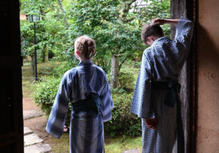The writer's children in the doorway at Nagataki Inn