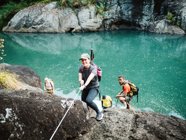 Group member abseils along the hike