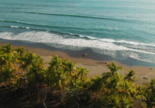 aerial of Playa Hermosa in costa rica