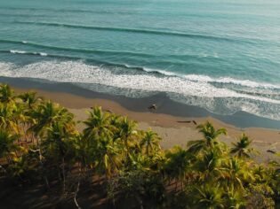 aerial of Playa Hermosa in costa rica
