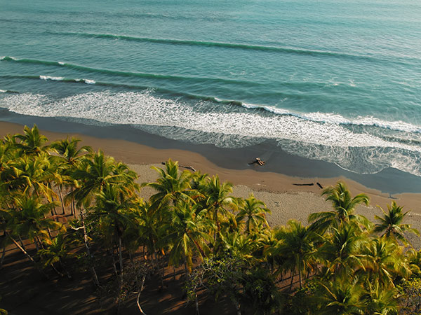 aerial of Playa Hermosa in costa rica