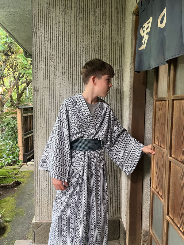 the writer's son in Japanese yukata