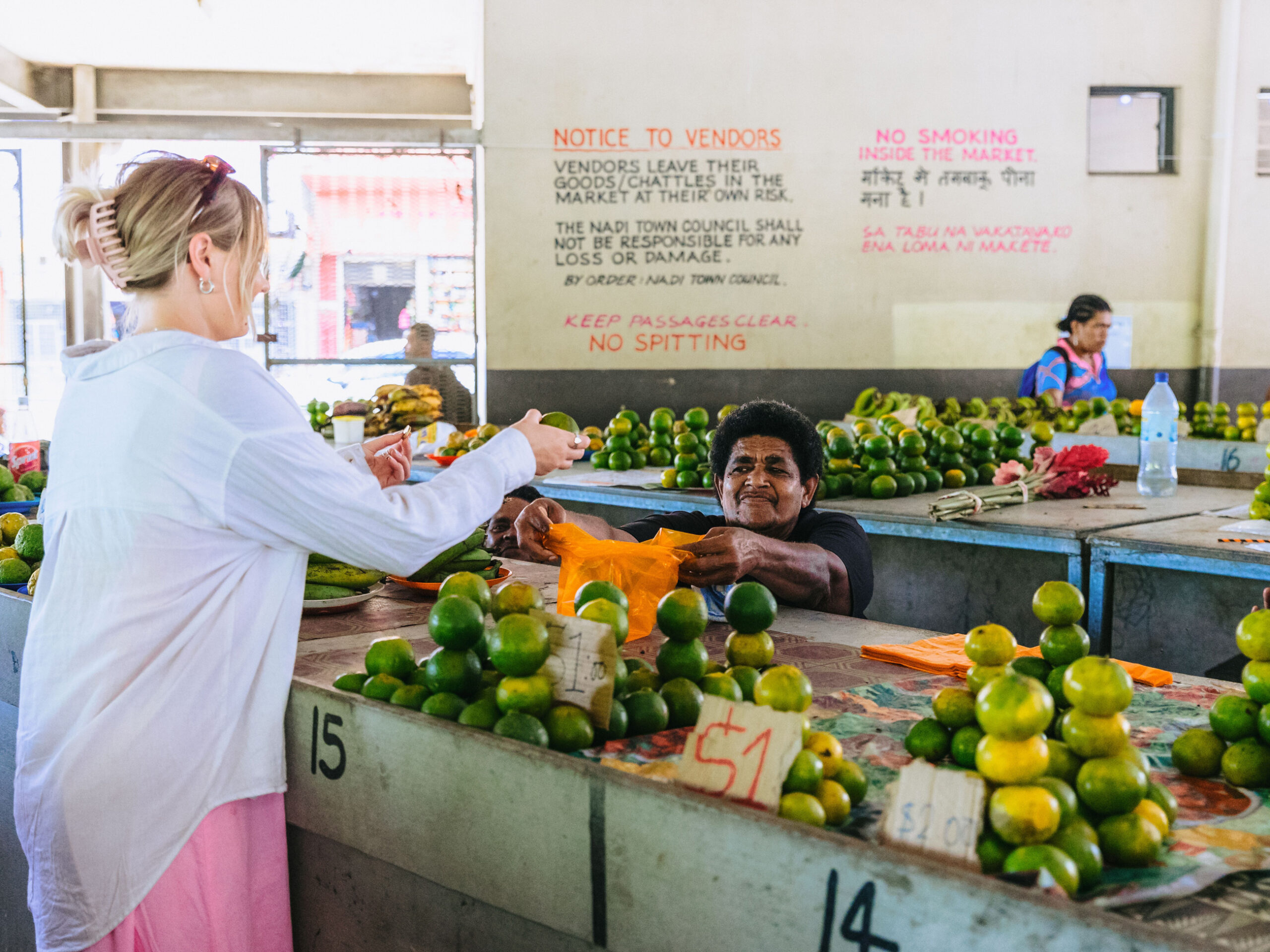 a fruit stall at Nadi Food Market in Fiji