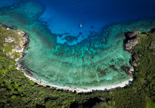 Aerial shot of the Yasawa Islands in Fiji.