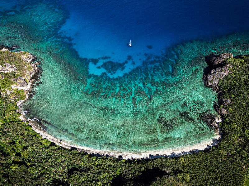 Aerial shot of the Yasawa Islands in Fiji.