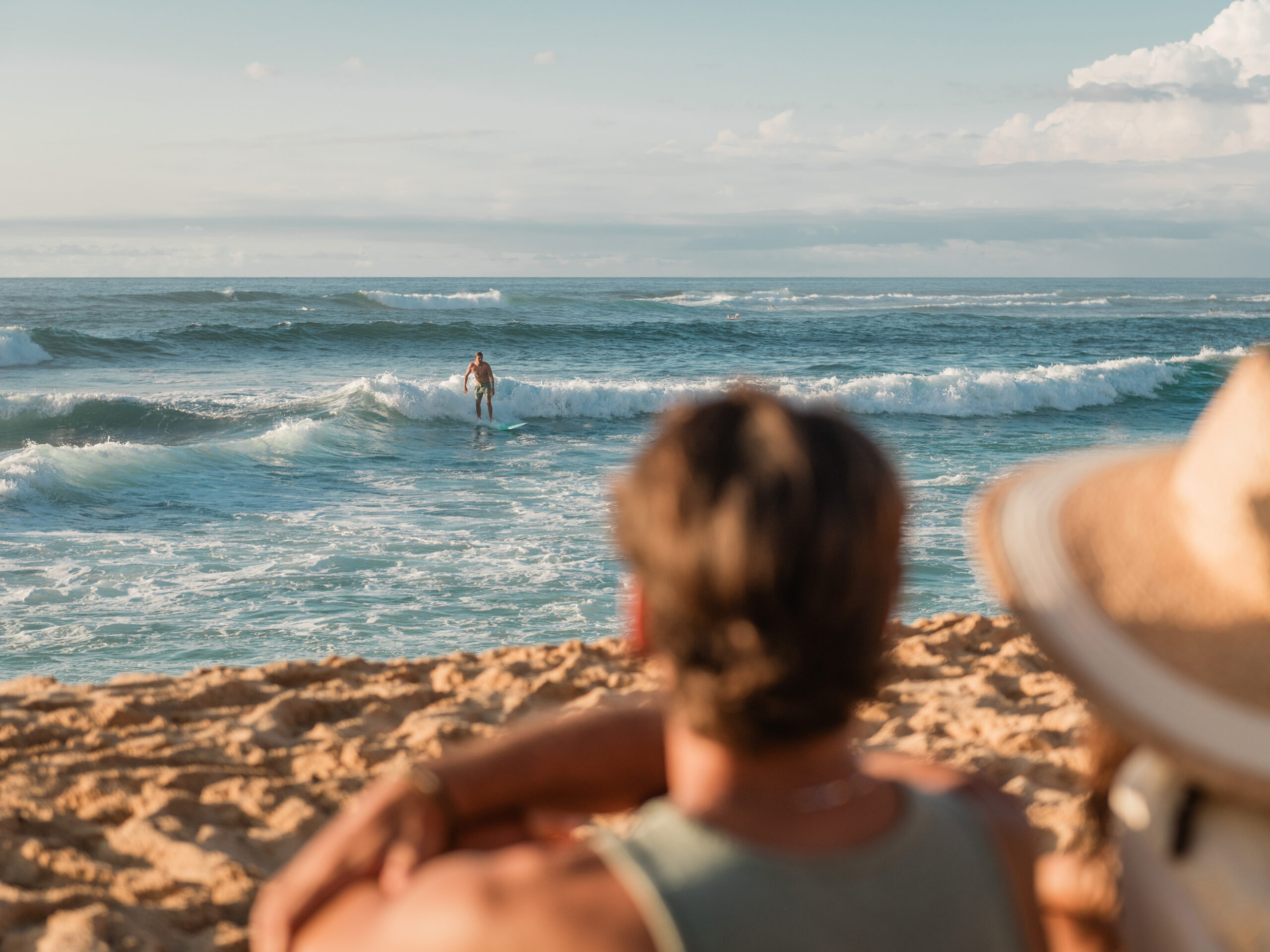 watching a surfer at Sunset Beach, Oahu
